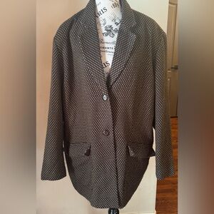 Vintage Newport News Brown Cream Polkadot Blazer Women’s 22W Acrylic Business